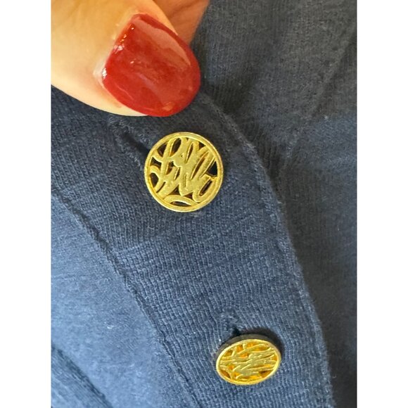 Lilly Pulitzer Dress Women Medium Navy Blue Knit Amberly Pintuck Tee Shirt Mini - Picture 6 of 9